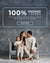 An advertisement featuring a family of three sitting on a gray tufted armchair. They are wearing matching off-white thermal clothing. The text "100% MERINO LAYERS" is displayed at the top, along with a description of the clothing and a "SHOP NOW" button. The background is a gray textured surface.


