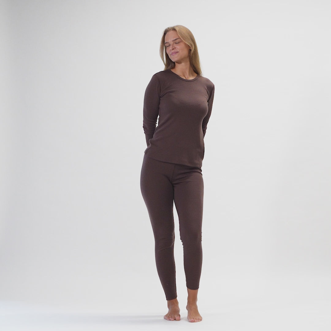 Dam 250 Långärmad & Leggings 2-delad Brun