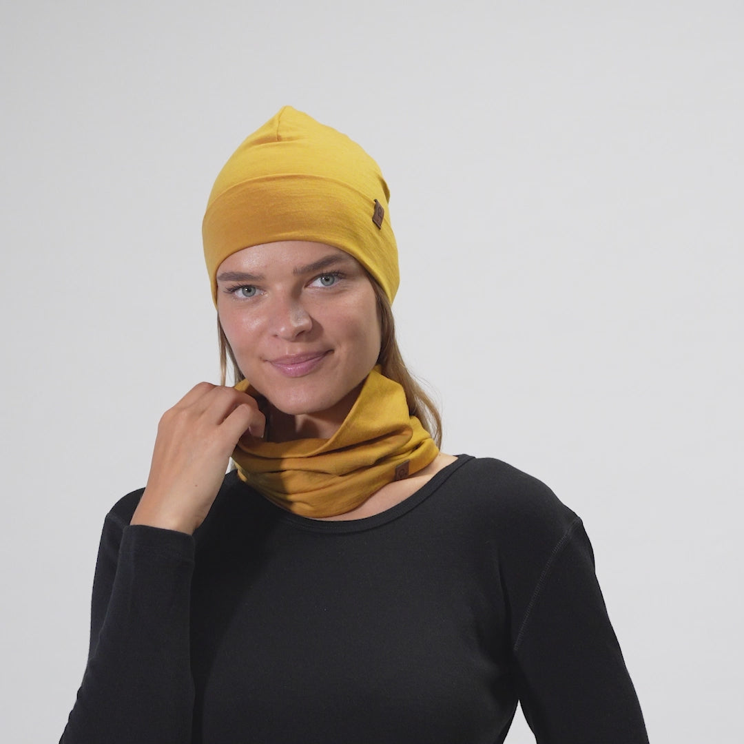 Kvinno Merino Beanie Gul