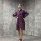 Linne Oversized Skjortklänning Margo Shadow Purple