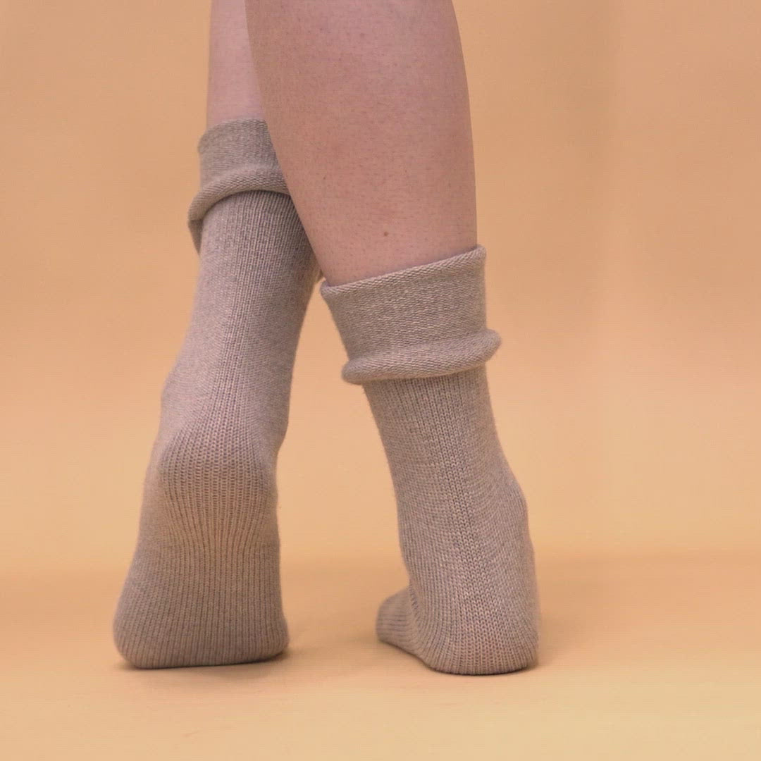 Kvinnors Stickade Strumpor Merino Krämbeige